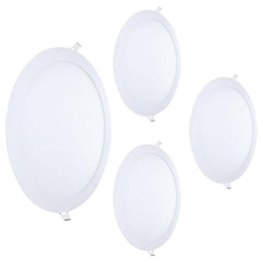 Imagem de Kit 4 Painel Embutir LED 3000k Luz Quente 24W Bivolt Redondo Iluminaçã