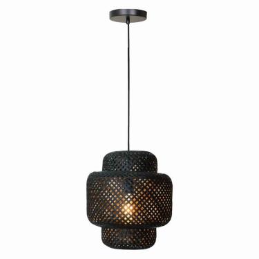 Imagem de Pendente Flora 310 Fibra De Bambu Preto 1Xe27 G-Light