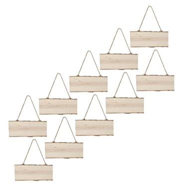 Imagem de Acouto 10 Peças Madeira Compensada de Bétula Inacabada Decoração de Suspensão Diy, Painel Artesanal de 10cm X 25cm para Sinais Exclusivos e Decorações de Férias