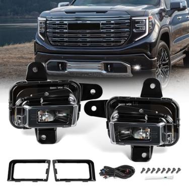 Imagem de FICOLPO Luzes de neblina LED para GMC Sierra 1500 - Kit de montagem de luz de neblina LED compatível com GMC Sierra 1500 2022 2023 2024 luz branca à prova d'água