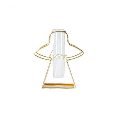 Imagem de U5GAAALPPQ9 Vaso decorativo tubo de teste de metal suporte de flor vaso de vidro transparente simples moderno criativo casa floral hidropônica arranjo de flores decoração vaso de flores (cor: estilo 2