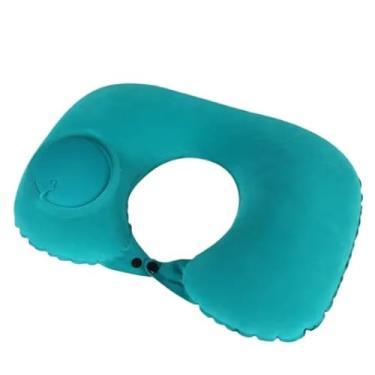 Imagem de Travesseiro de Viagem Inflável Automático para Avião Almofada Cervical Leve e Portátil(VERDE)