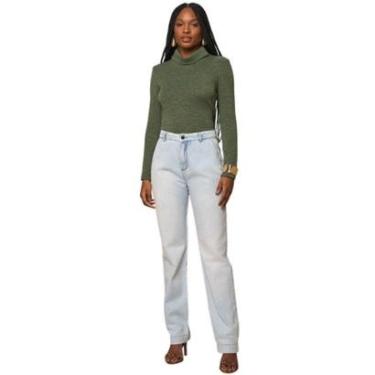 Imagem de Calça Jeans Lado Avesso Reta Delave Azul Tam. 42-Feminino