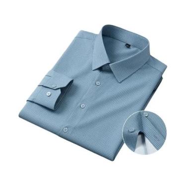 Imagem de Camisa Masculina De Manga Longa Xadrez E Listrada Macia, Sem Necessida