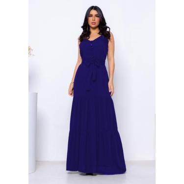 Imagem de Vestido Longo De Festa Com Amarração E Detalhe No Decote Casual Social