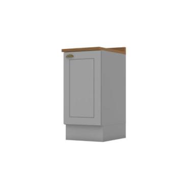 Imagem de Balcão 40cm com Tampo 1 Porta Americana Henn - Cinza/Nature