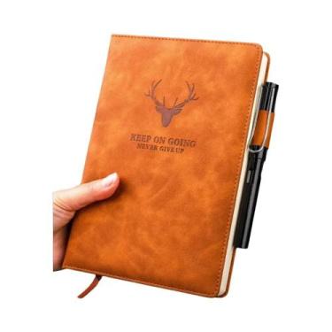 Imagem de Caderno De Couro Super Grosso A5 Com 360 Páginas, Diário De Trabalho P