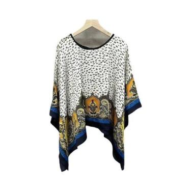 Imagem de Blusa Solta De Chiffon Estampada Sexy Para Praia Feminina, Saída De Pr