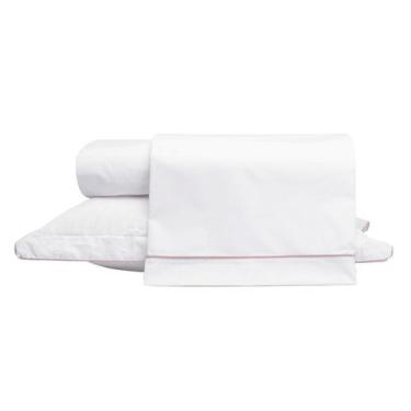 Imagem de Jogo Lençol Basics em Vivo Branco e Rosê 200 Fios King Size - Westwing