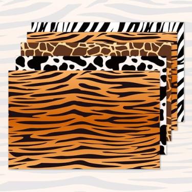 Imagem de 30 peças de jogo americano descartáveis com estampa animal, jogo americano quadrado, perfeito para feriados, festas, cozinhas domésticas e decoração de mesa