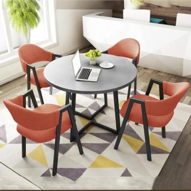 Imagem de Conjunto de mesa e cadeira de clube de recepção de escritório, mesa de negociação, mesa de centro com cadeira, pequenas mesas de conferência, conjunto de mesa de jantar para 4 (cor: 7, tamanho: 31,4
