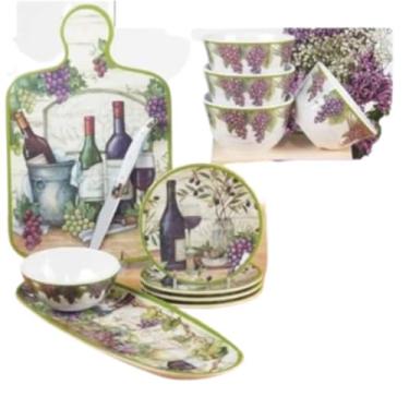 Imagem de Certified International Meadow Brook Vineyard Tábua de queijo com conjunto de facas, 33,7 cm de comprimento, para uso diário, acessórios de cozinha, celebração de festa