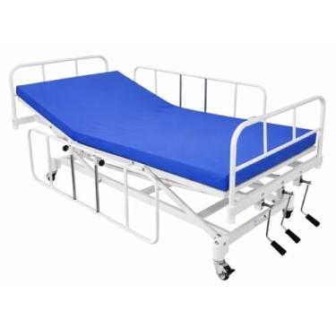 Imagem de Cama Hospitalar Manual 7 Movimentos com Elevação da Altura do Leito com Colchão D33 Grades Standard