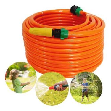 Imagem de Mangueira 10m Metros Laranja Lisa Forte C Bico E Engate Kit - wlmang