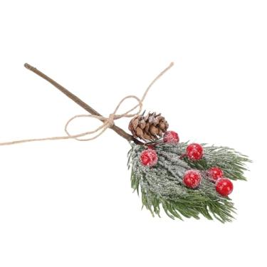 Imagem de GLOGLOW Ramos de Frutas Artificiais 10 Unidades de Galhos de Frutas Artificiais, Material de PVC, Pinhas Nevadas, Design Flexível para Decoração de árvore de Natal, Arranjos de Casamento e Peças Centrais Festivas (plástico)