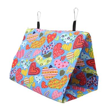 Imagem de Tenda suspensa para pássaros, tela triangular colorida, cama de casa para papagaios com ganchos para calopsita, esconderijo de descanso, durável, seguro, fácil de limpar, uso para (25 * 15 * 18CM)