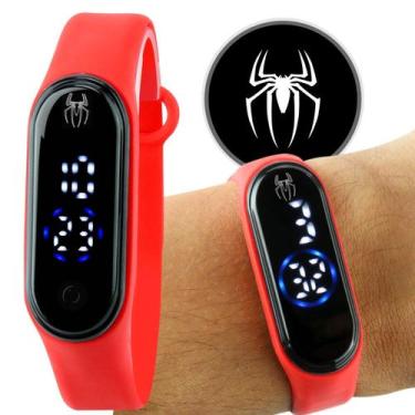 Imagem de relogio prova dagua infantil + digital bracelete + homem aranha presen
