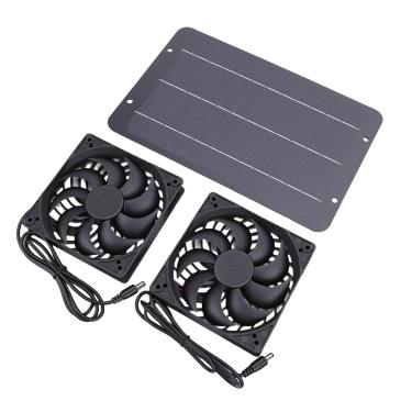 Imagem de Zerodis Kit de Equipamentos de Ventilação Com Exaustor Solar 7W Monocristalino Ventilador de Exaustão e Admissão de Galinheiro Movido a Energia Solar para Galpão Externo, Casinha de Cachorro,