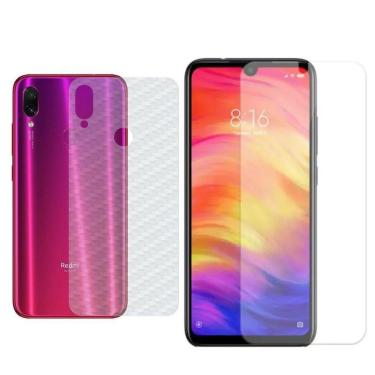Imagem de Película Hidrogel + Adesivo Fibra De Carbono Para Xiaomi Redmi Note 7 Pro - Transparente