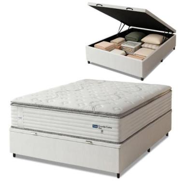 Imagem de Cama Box Baú Casal Colchão Molas Guarda Costas Max Com Pillow 138x188x