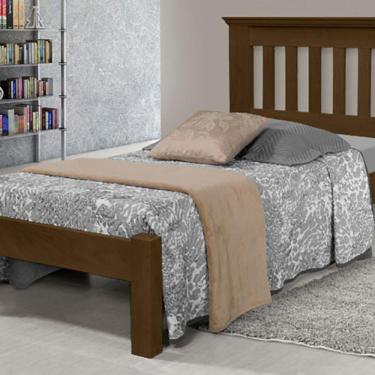 Imagem de Cama de Solteiro Texas de Madeira Maciça Tauari Castanho
