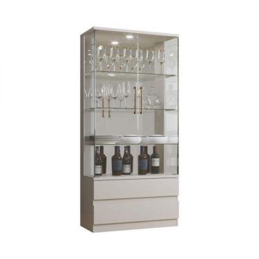 Imagem de Cristaleira 2 Portas Vidro 2 Gavetas Diamante Off White