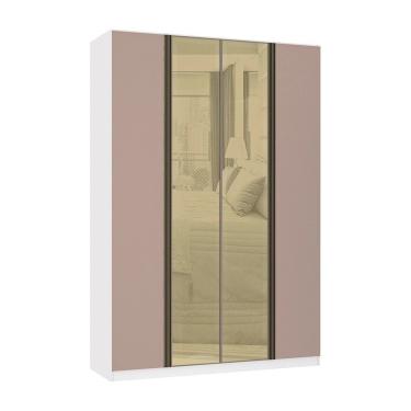 Imagem de Guarda Roupa 4 Portas 3 Gavetas 159,2 Cm Com Vidro Reflecta Bronze Prime Luciane Móveis