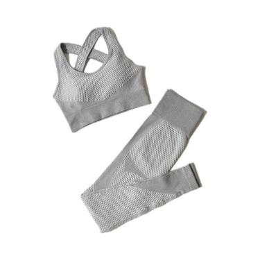 Imagem de Conjunto De Yoga Sem Costura Para Mulheres 2/3 Peças Com Top Cropped D