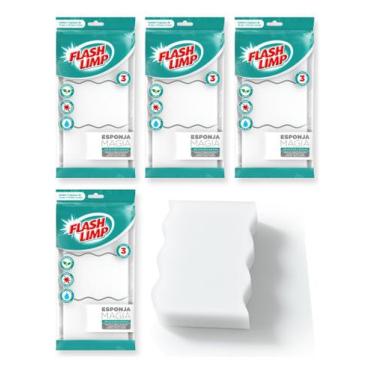 Imagem de Esponja Tira Manchas Sujeira Kit 12 Unidades Flash Limp