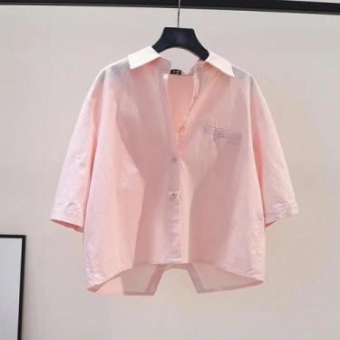 Imagem de Camisas Brancas Femininas Elegantes Para Escritório, Manga Curta, Esti