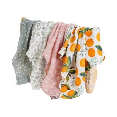 Imagem de Conjunto De Babadores De Algodão Muslin Para Bebês 4 Peças, Toalhas Re