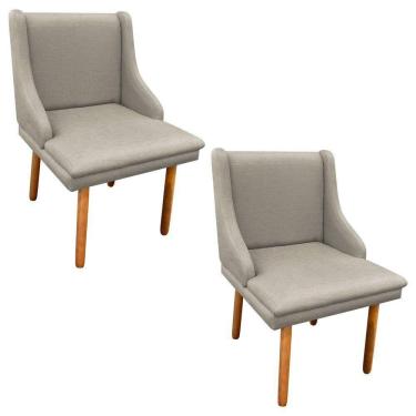 Imagem de Kit 02 Cadeiras Sala de Jantar Liz Linho Bege - D`rossi