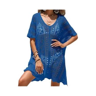 Imagem de Blusa Feminina De Tricô Vazado Com Decote V, Crochê Transparente, Pulô