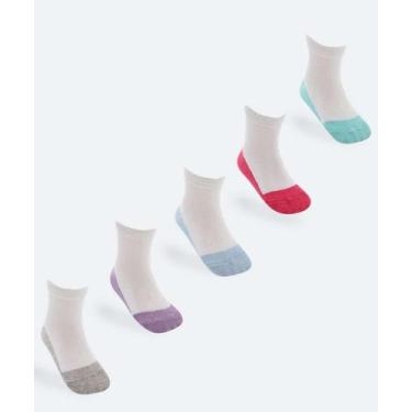 Imagem de Kit 5 Meias Infantil Soquete Marisa Branco-38109, Branco, 21/24