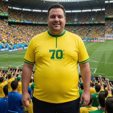 Imagem de Camisa do Brasil Plus Size Amarela Tri Copa 70-Masculino
