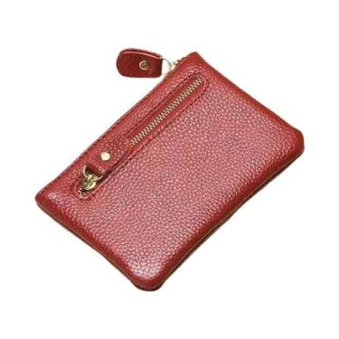 Imagem de Carteira Feminina Mini De Couro Texturizado, Porta-Cartões Curto Com Z