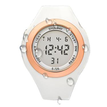 Imagem de Relógio Digital Feminino Esportivo WR Branco/ROSE - Tudo em Caixa - Ge