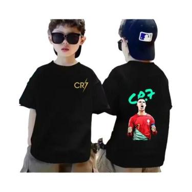 Imagem de Camiseta De Algodão Respirável De Verão Para Meninos CR7 Com Estampa L