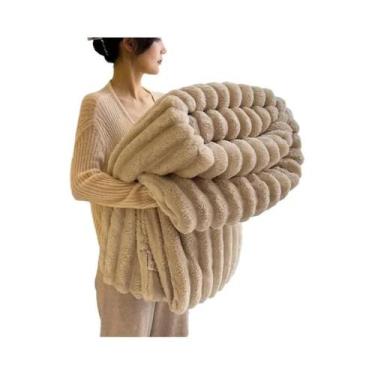 Imagem de Cobertor Multifuncional De Cor Sólida Com Listras Largas E Espessas, C