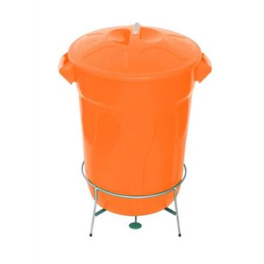 Imagem de Jj.e8g - lixeira plástica com pedal em aço 100l - JJ Comércio, Laranja