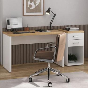 Imagem de Escrivaninha Mesa Escritório Gaveteiro 2 Gavetas com Nicho Toq - Artan