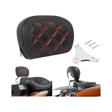 Imagem de Encosto De Sissy Bar Preto Com Suporte Para Harley Touring Softail Sli