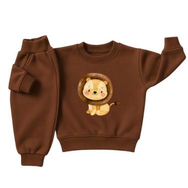 Imagem de Conjunto Moletom Infantil Bebê Menino Peluciado Roupa Inverno Flanelad
