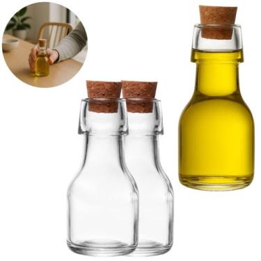 Imagem de 2 Garrafas De Vidro 70ml P/ Azeite Tampa Rolha Premium - Lyor