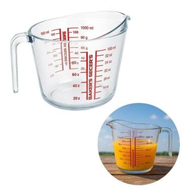 Imagem de Jarra Medidora Graduada em Vidro 1000ml Com Alça Cozinha - Baker's Sec