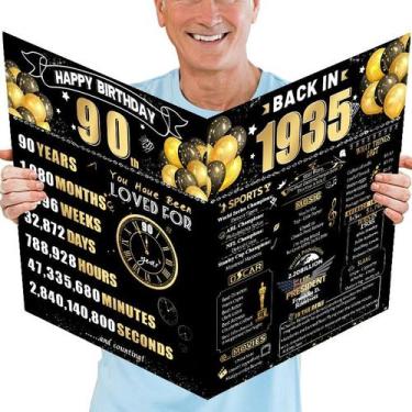 Imagem de Cartão Jumbo de Aniversário 90 Anos FOBELEC com Envelope Preto e Doura