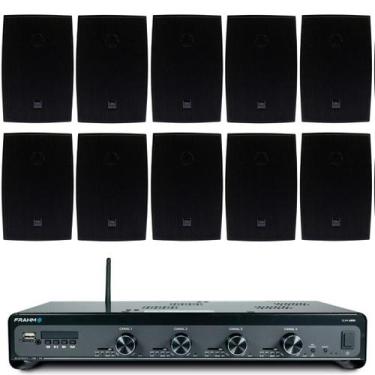 Imagem de Kit Amplificador Frahm Slim 4500 480W 12 Caixas JBL C521P 40W Sonoriza