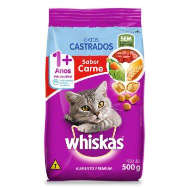 Imagem de Ração para Gatos Whiskas Gatos Castrados Sabor Carne com 500g
