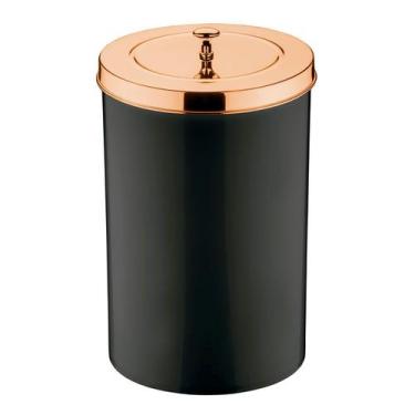 Imagem de Lixeira 8 Litros Tampa Cesto De Lixo Rose Gold Para Cozinha Banheiro E