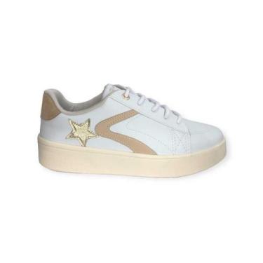Imagem de Tênis Feminino Flatform Urbano Metalizado Dourado Dia a Dia Ramarim Re